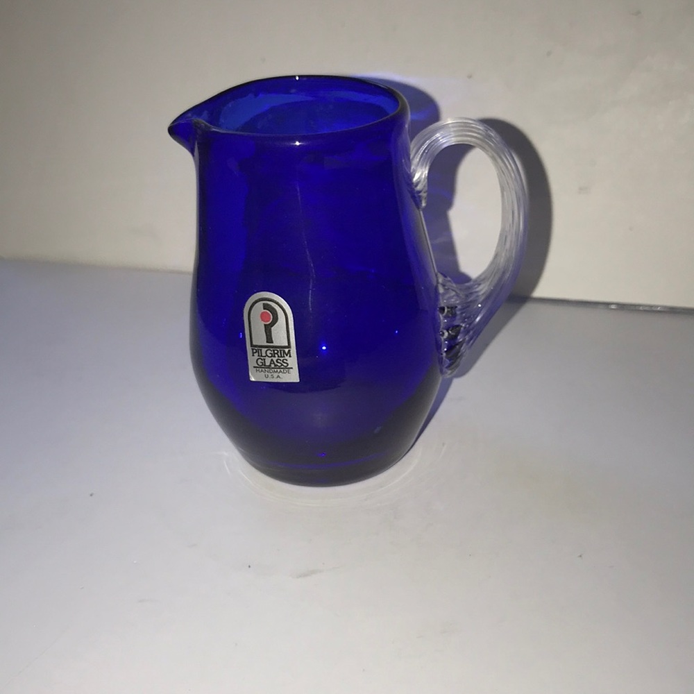 Vintage Pilgrim Glass Cobalt Blue Mini Pitcher